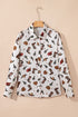 Western Cacti And Boot Print Button Up Shirt