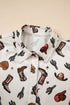 Western Cacti And Boot Print Button Up Shirt