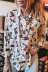 Western Cacti And Boot Print Button Up Shirt