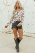 Western Cacti And Boot Print Button Up Shirt
