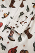 Western Cacti And Boot Print Button Up Shirt