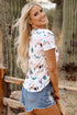 Western Cactus Graphic Print Crew Neck Short Sleeve Tee