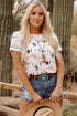 Western Cactus Graphic Print Crew Neck Short Sleeve Tee
