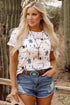 Western Cactus Graphic Print Crew Neck Short Sleeve Tee