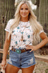 Western Cactus Graphic Print Crew Neck Short Sleeve Tee