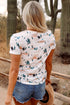 Western Cactus Graphic Print Crew Neck Short Sleeve Tee