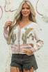 Western Cactus Motif Button Front Knit Cardigan