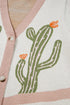 Western Cactus Motif Button Front Knit Cardigan