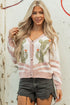 Western Cactus Motif Button Front Knit Cardigan