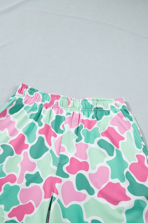 Western Camo Print Cropped Tank Athleisure Short Set