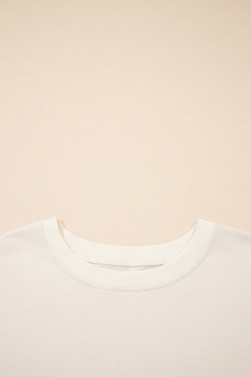 Western Camo Print Patchwork Detail Raw Hem Sweatshirt