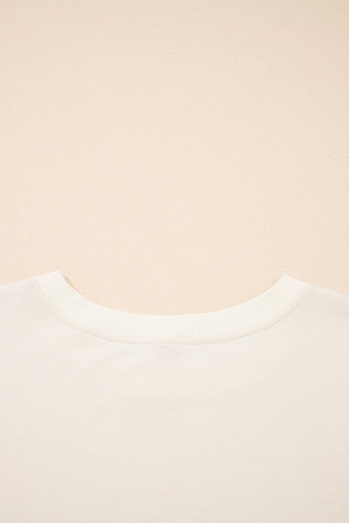 Western Camo Print Patchwork Detail Raw Hem Sweatshirt