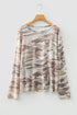 Western Camo Print Sheer Mesh Long Sleeve Top
