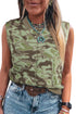 Western Camo Print Sleeveless Button Front Sweater Vest