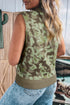 Western Camo Print Sleeveless Button Front Sweater Vest