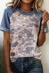 Western Camouflage Print Contrast Denim Sleeve Tee