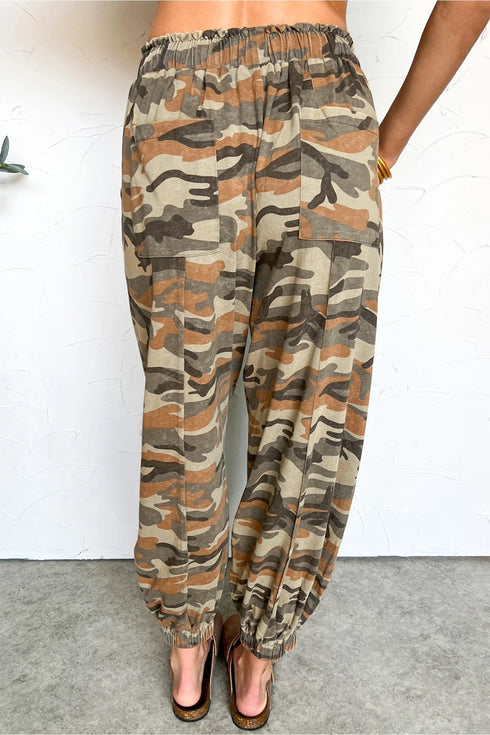 Western Camouflage Print Drawstring Elastic Waist Jogger Pants