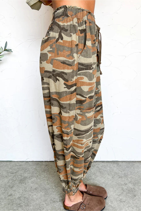 Western Camouflage Print Drawstring Elastic Waist Jogger Pants