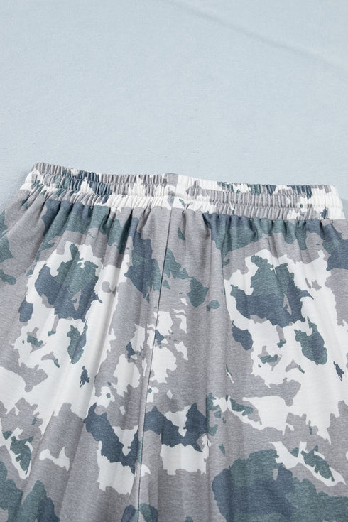 Western Camouflage Print Lace Up Raw Edge Pocketed Pants