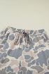 Western Camouflage Print Loose Tee Drawstring Short Set