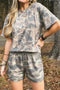 Western Camouflage Print Loose Tee Drawstring Short Set