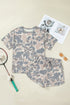 Western Camouflage Print Loose Tee Drawstring Short Set
