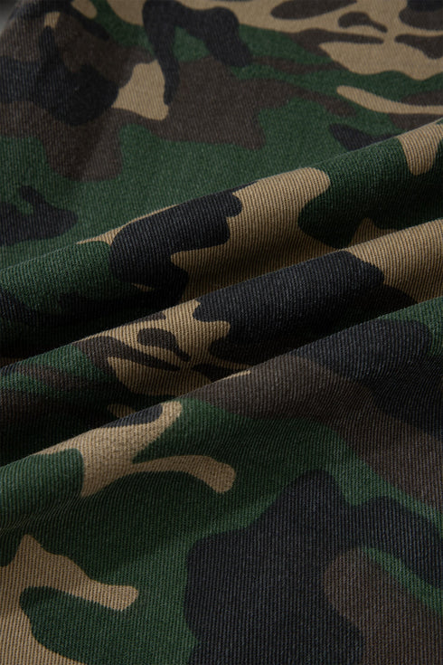 Western Camouflage Print Patch Pocket Wide Leg Barrel Jeans