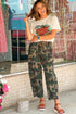 Western Camouflage Print Patch Pocket Wide Leg Barrel Jeans