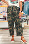 Western Camouflage Print Patch Pocket Wide Leg Barrel Jeans