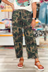 Western Camouflage Print Patch Pocket Wide Leg Barrel Jeans