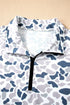 Western Camouflage Print Quarter Zip Kangaroo Pocket Pullover Sweatshirt