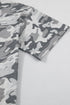 Western Camouflage Print Raw Edge V Neck Tee