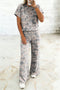 Western Camouflage Print Short Sleeve Wide Leg Pant Set