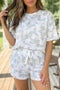 Western Camouflage Print Tee Drawstring Short Set