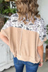 Western Camouflage Print Twisted Ribbed Patchwork T Shirt