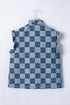 Western Checkered Ruffle Trim Button Down Denim Vest