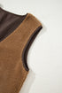 Western Contrast Trim Tie Front Textured Sherpa Vest