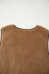 Western Contrast Trim Tie Front Textured Sherpa Vest