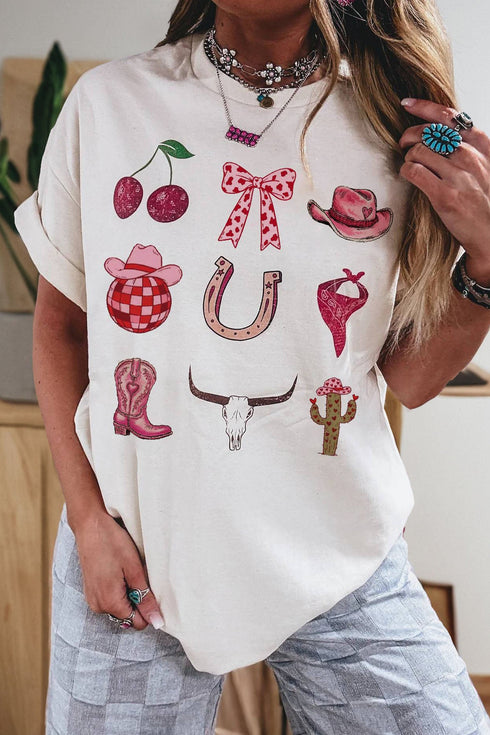 Western Coquette Cowgirl Elements Printed Relaxed Tee