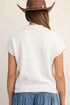 Western Corded Horseshoe Ribbed Mock Neck Short Sleeve Sweater