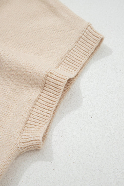 Western Corded Horseshoe Ribbed Mock Neck Short Sleeve Sweater