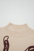 Western Corded Horseshoe Ribbed Mock Neck Short Sleeve Sweater