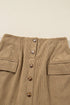 Western Corduroy Button Front Faux Pocket Mini Skirt