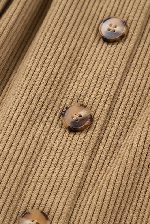 Western Corduroy Button Front Faux Pocket Mini Skirt