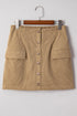 Western Corduroy Button Front Faux Pocket Mini Skirt