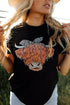 Western Cow Graphic Print Short Sleeve Cotton Blend Tee