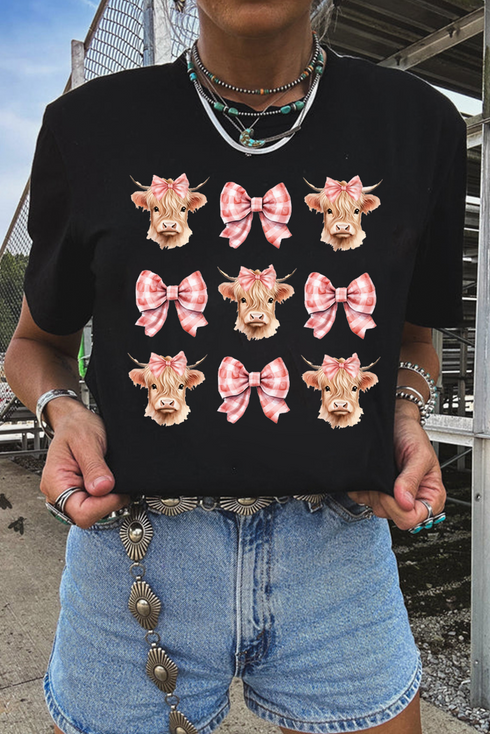 Western Cow Graphic Short Sleeve Crewneck Tee