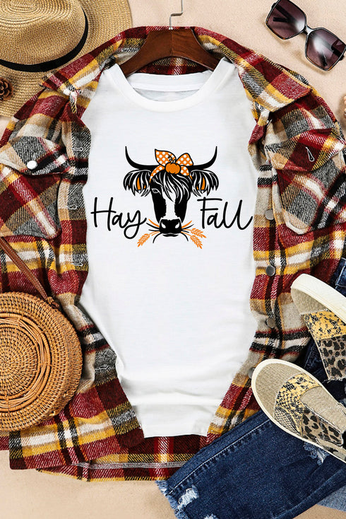 Western Cow Head Graphic Print Crew Neck Tee