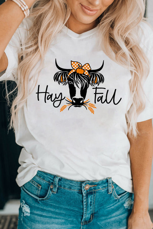Western Cow Head Graphic Print Crew Neck Tee