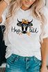 Western Cow Head Graphic Print Crew Neck Tee